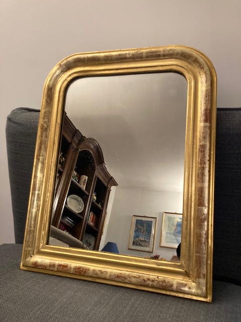 Antico specchio dorato epoca XIX Francia mis 61 x cm 48