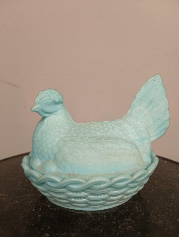 Gallina in vetro, vintage, opalino, anni '50 h 16, l20, p16 cm