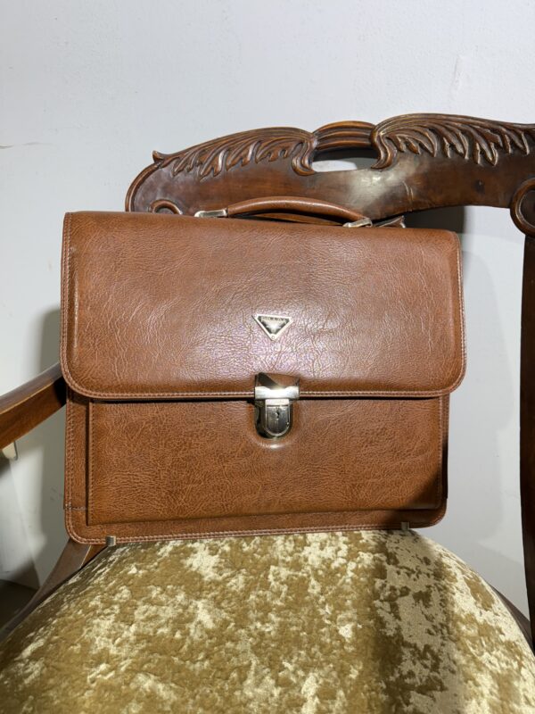 Borsa da lavoro vintage in cuoio PRADA, mis h36 l 40 p12 cm