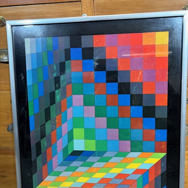 Serigrafia quadro astratto Victor Vasarely .1969 Multicolor  mis  80 x 45